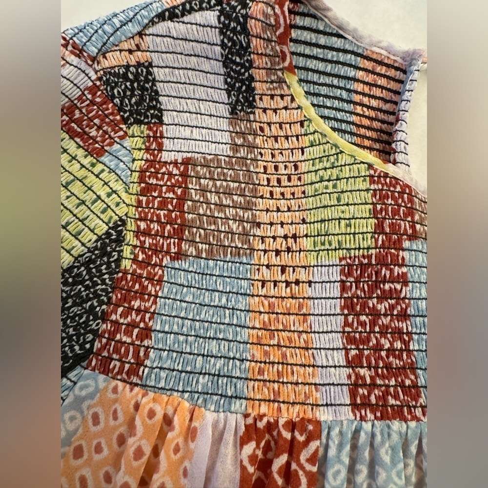 Cinq a Sept Rika Patchwork Tiered Dress with Billow Sleeves, sz 2 - Picture 4 of 13